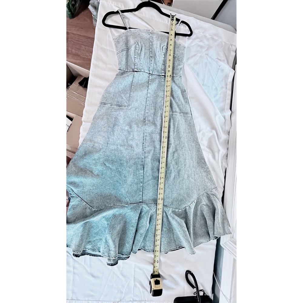 Mika & Gala Denim Maxi Dress NWT Size S Selfie Leslie Blue Jean Adjustable Strap - Picture 5 of 10